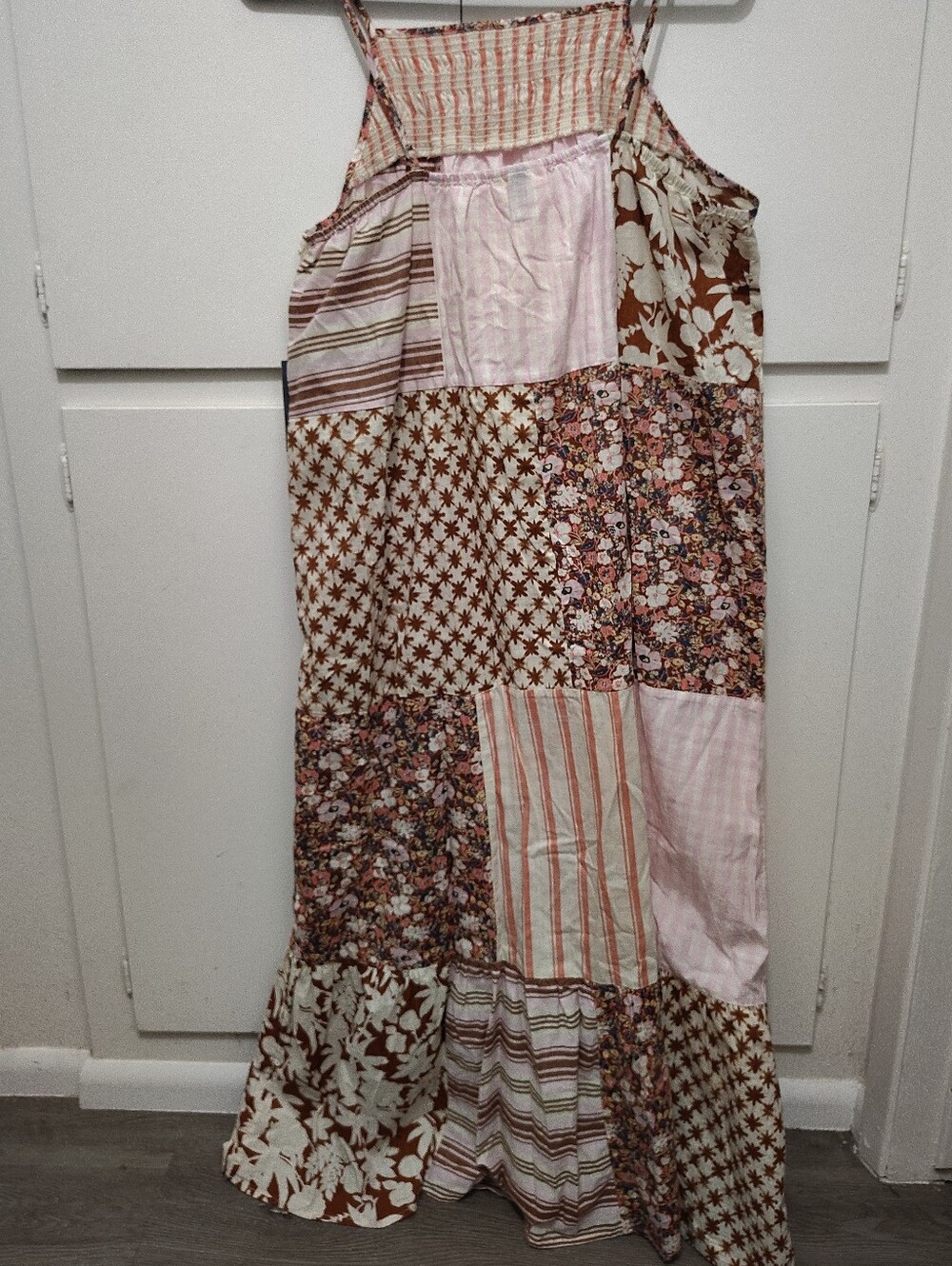 Universal Thread NWT Patchwork Floral Maxi Dress Large Boho Tiered Smocked - Picture 2 of 4